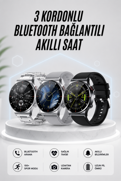 Akıllı Saat Amoled Ekran Bluetooth Bağlantılı Sesli Görüşme Nabız Ölçer - Lisinya
