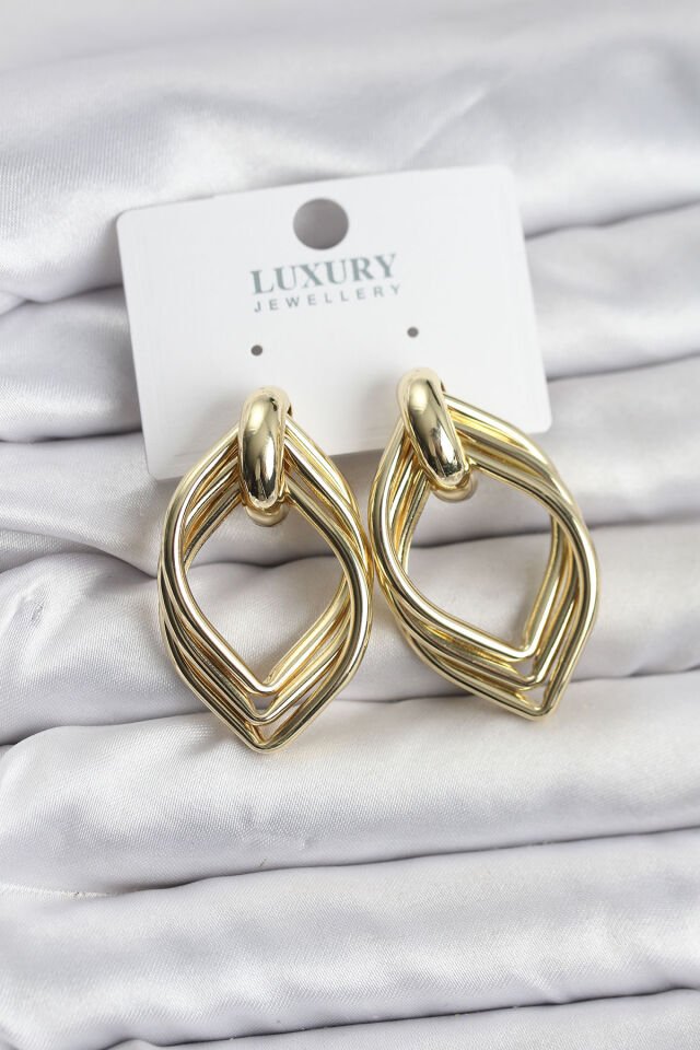 Vintage Gold Renk Pirinç Kadın Küpe - Lisinya