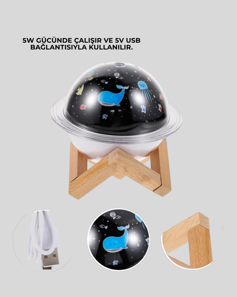 Gece lambası özellikli taşınabilir nemlendirici ve aromaterapi cihazı USB girişli - Lisinya