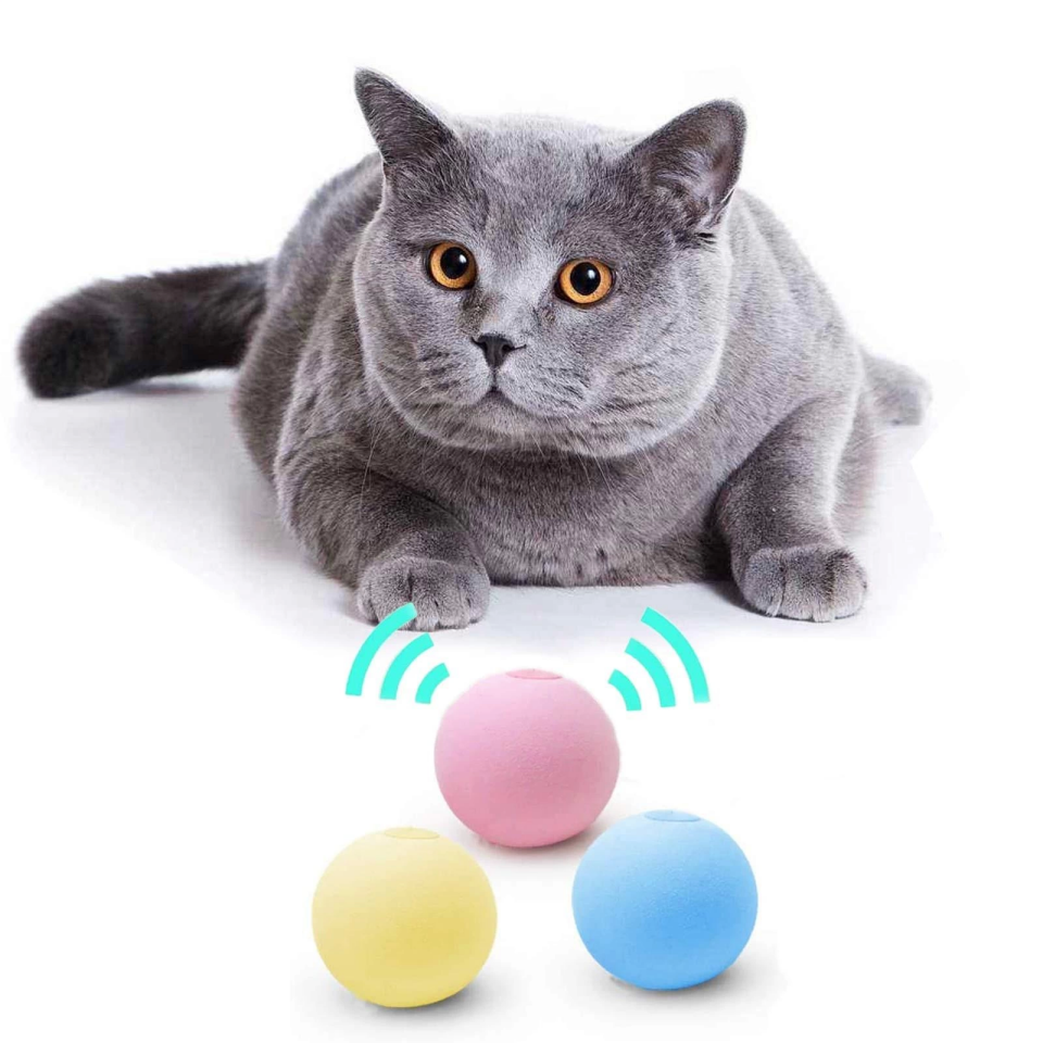 Sesli ve Akıllı Kedi Oyuncak Topu - 50 mm, Hayvan Sesli, Eğlenceli Kedi Oyuncağı ( Lisinya )