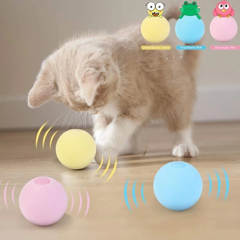 Sesli ve Akıllı Kedi Oyuncak Topu - 50 mm, Hayvan Sesli, Eğlenceli Kedi Oyuncağı ( Lisinya )