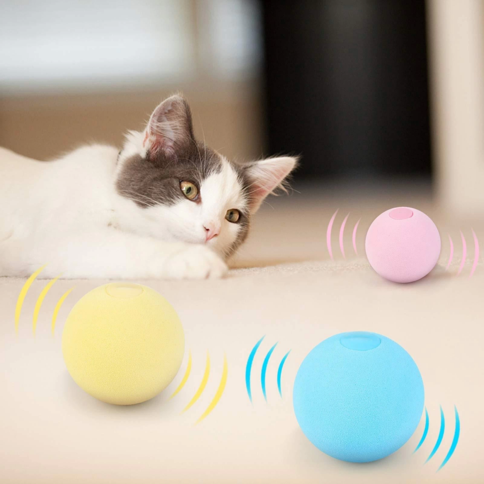 Sesli ve Akıllı Kedi Oyuncak Topu - 50 mm, Hayvan Sesli, Eğlenceli Kedi Oyuncağı ( Lisinya )