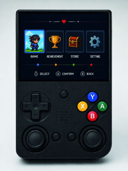3.5 İnç IPS Ekran Retro Oyun Konsolu 64GB Dahili Hafıza Çift Analog Joystick Taşınabilir El Konsolu