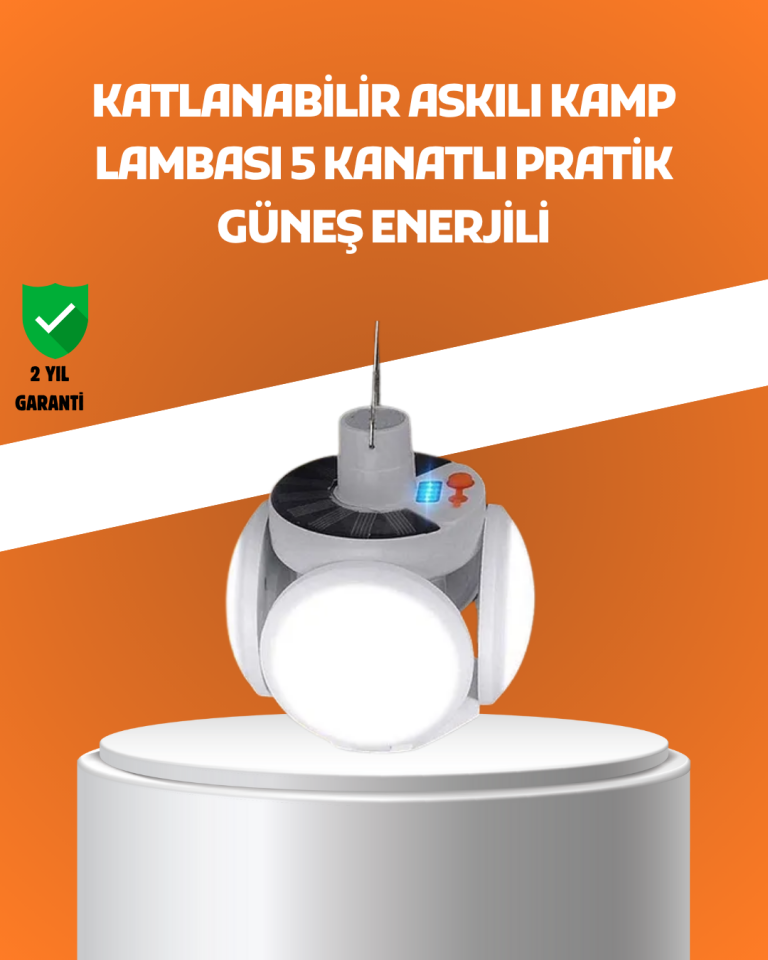 Çok Amaçlı Katlanabilir Güneş Enerjili Kamp Lambası – Masa Üstü ve Asılabilir Kullanım - Lisinya
