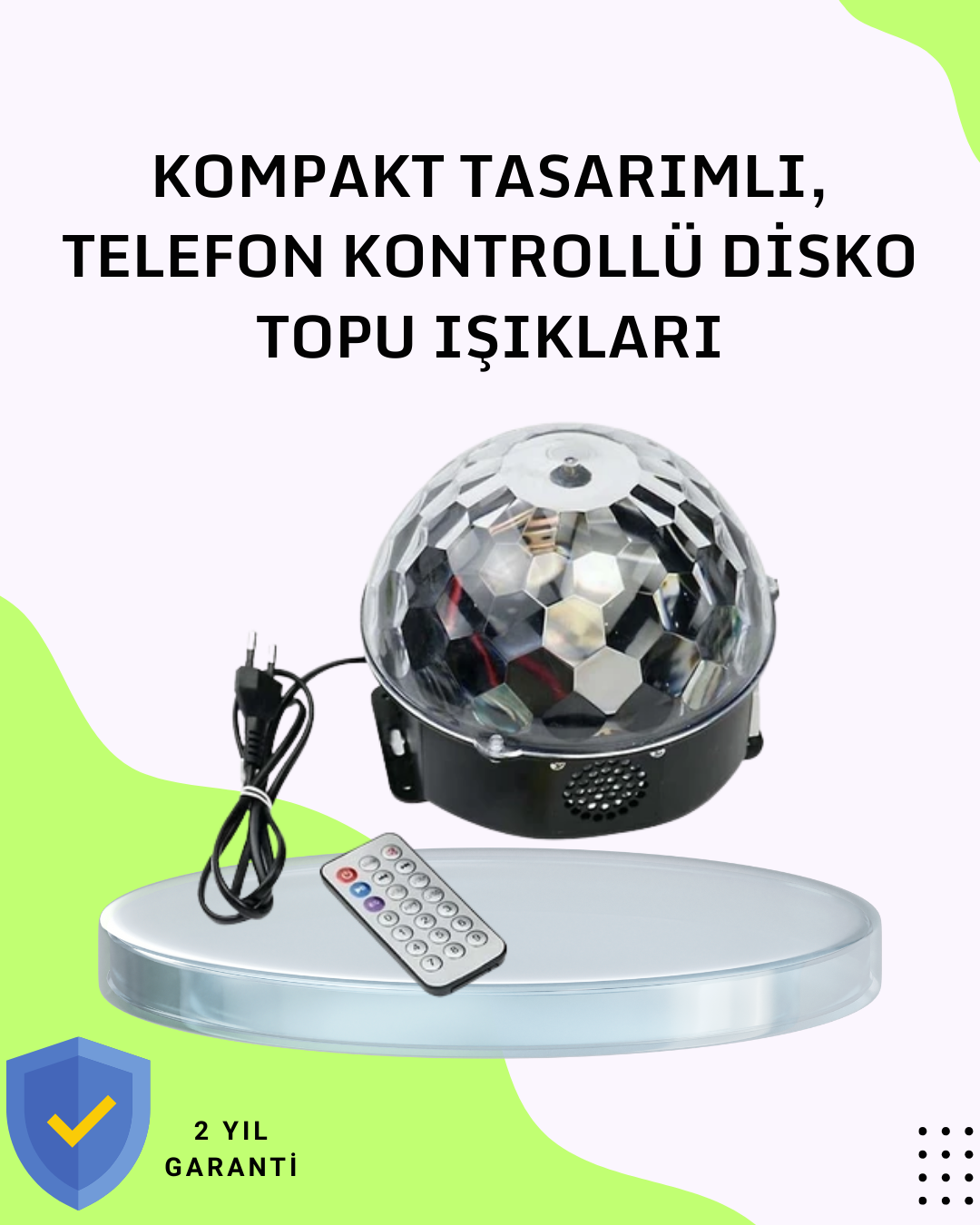 YamanHobi Bluetooth Hoparlörlü Masaüstü Disko Topu LED Parti Lambası Siyah