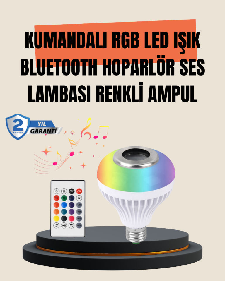 12W LED Ampul – Renkli Işık ve Dahili Hoparlör Özellikli - Lisinya
