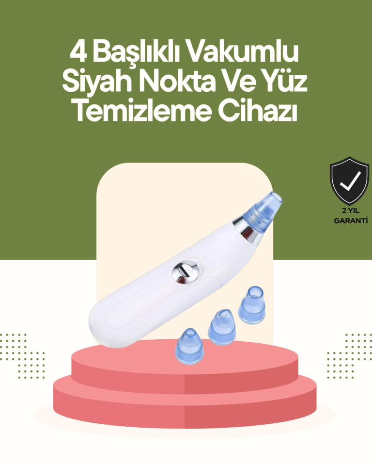 USB Destekli 4 Başlıklı Siyah Nokta Vakum Cihazı – Gözenek Temizleyici ve Cilt Yenileyici Bakım Aleti - Lisinya