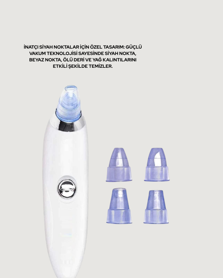 USB Destekli 4 Başlıklı Siyah Nokta Vakum Cihazı – Gözenek Temizleyici ve Cilt Yenileyici Bakım Aleti - Lisinya