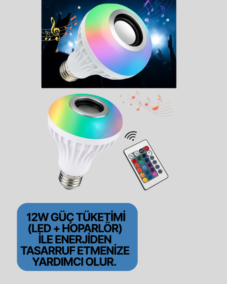 Bluetooth Hoparlörlü LED Ampul – 12W Enerji Tasarruflu - Lisinya