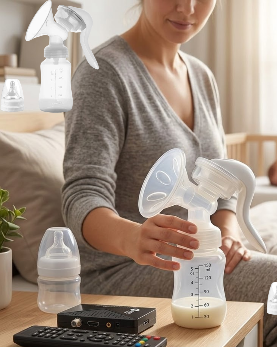 Masaj ve Sağım Özellikli Manuel Süt Pompası Sessiz Kullanım 180 ML - Lisinya