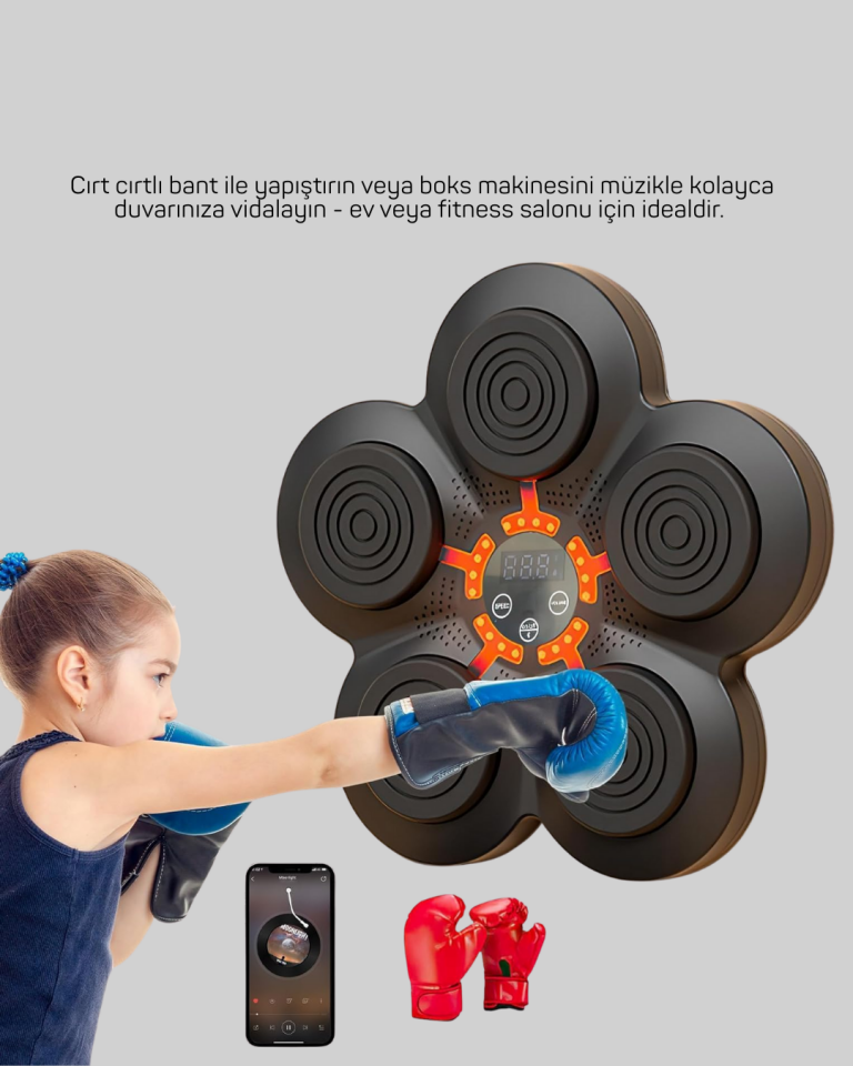 Ev Tipi Akıllı Boks Duvar Paneli Müzikli Bluetoothlu Refleks Geliştirme Cihazı - Lisinya