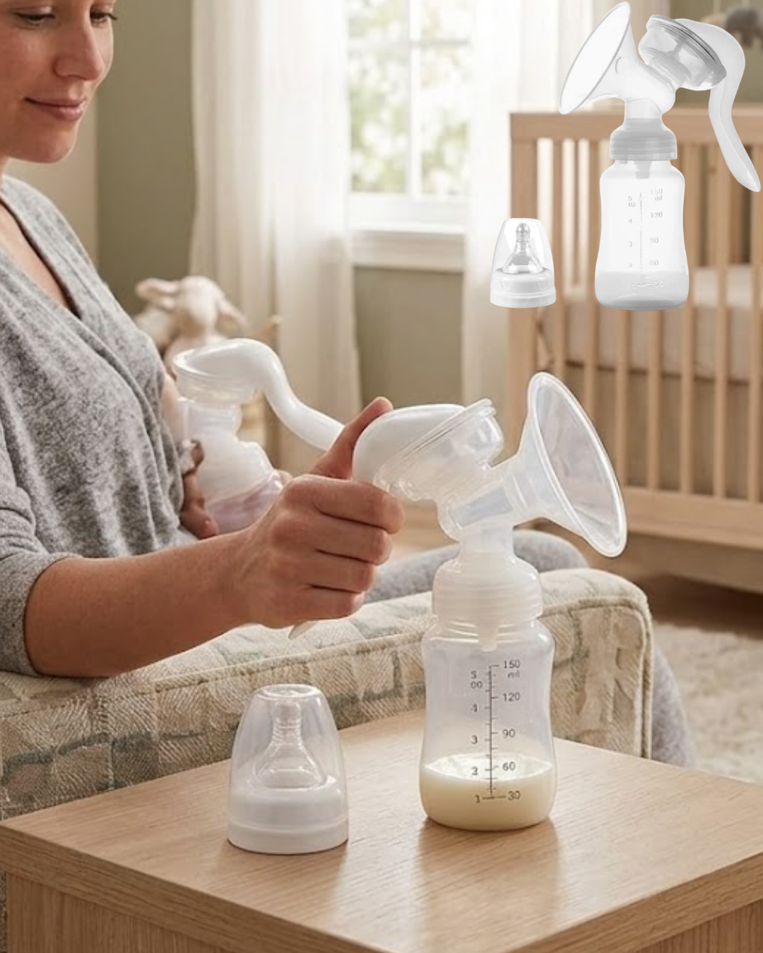 Manuel Göğüs Pompası Masaj Özellikli BPA İçermez Taşınabilir 180 ML - Lisinya