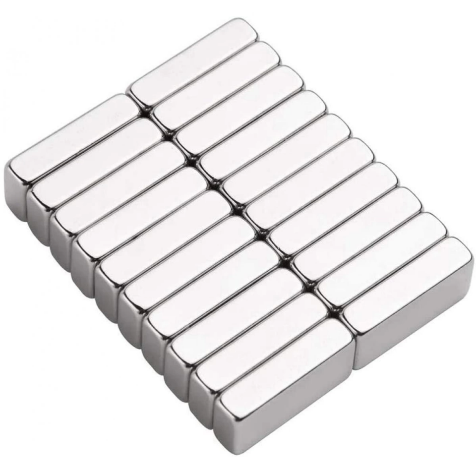 10 Adet 20x10x5 mm Neodyum Magnet N35 Güçlü Mıknatıs Köşeli ve Dayanıklı Nikel Kaplama ( Lisinya )