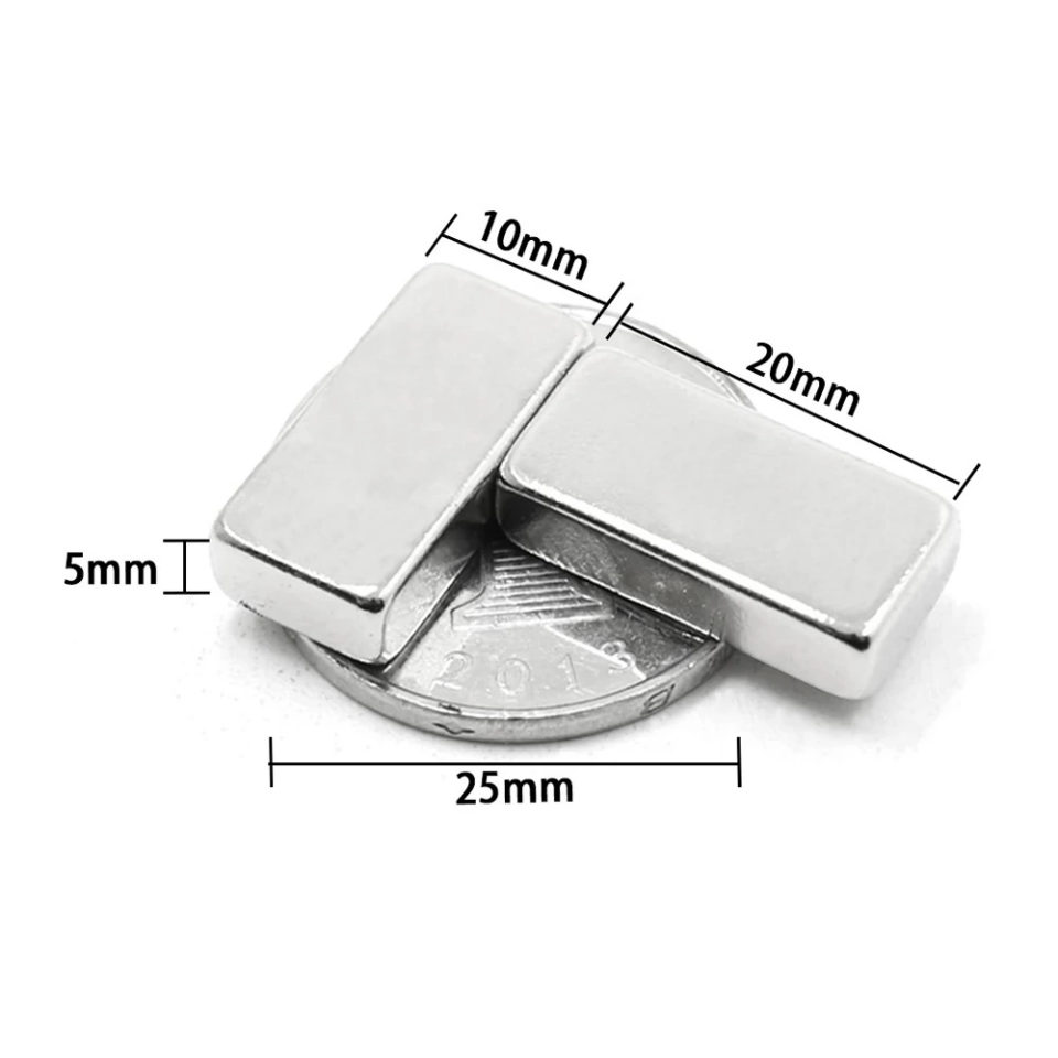 50 Adet 20x10x5 mm Neodyum Magnet N35 Güçlü Mıknatıs Köşeli ve Dayanıklı Nikel Kaplama ( Lisinya )