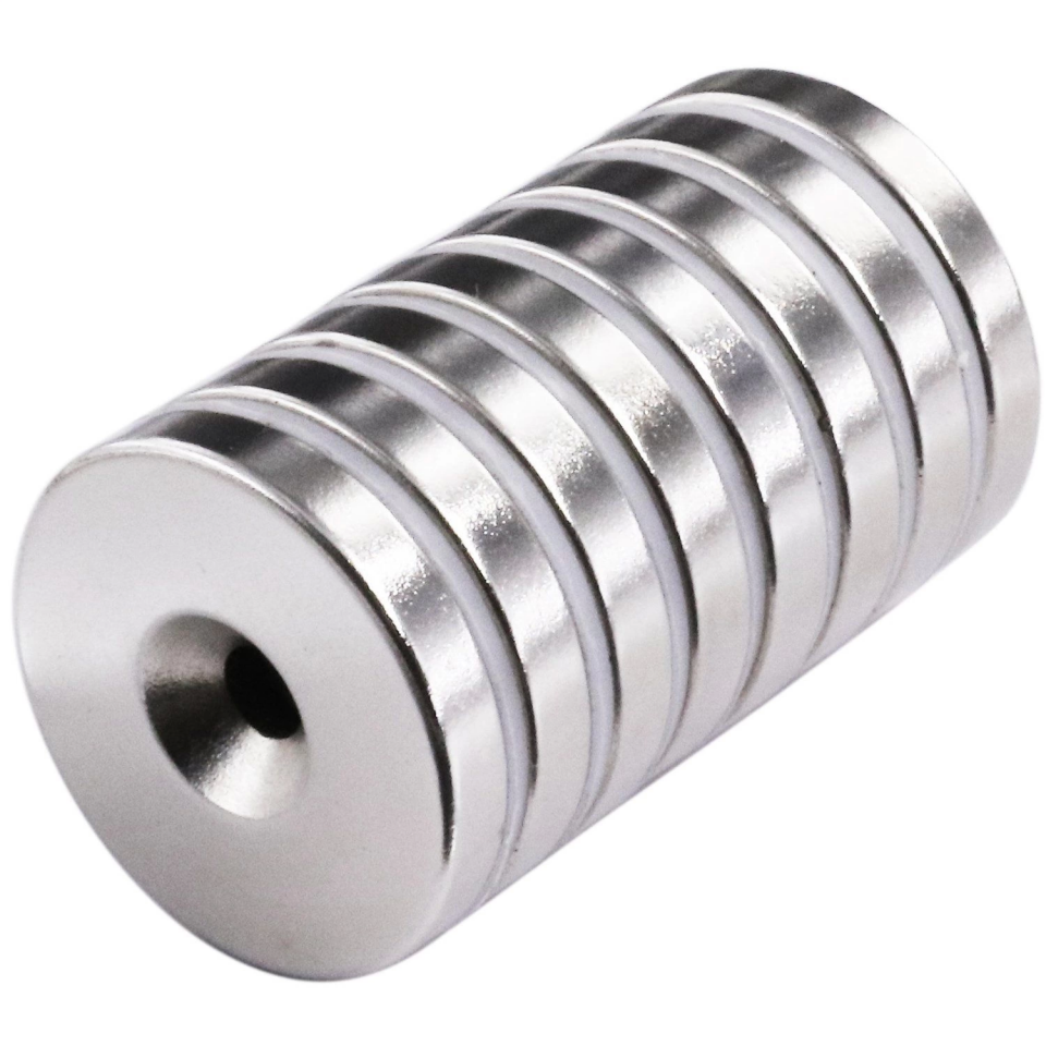 2 Adet 25x10/5x5,5 mm Neodyum Mıknatıs Havşa Delikli Magnet Vida Atılabilir N35 Nikel Paslanmaz ( Lisinya )