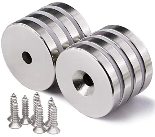 2 Adet 25x10/5x5,5 mm Neodyum Mıknatıs Havşa Delikli Magnet Vida Atılabilir N35 Nikel Paslanmaz ( Lisinya )