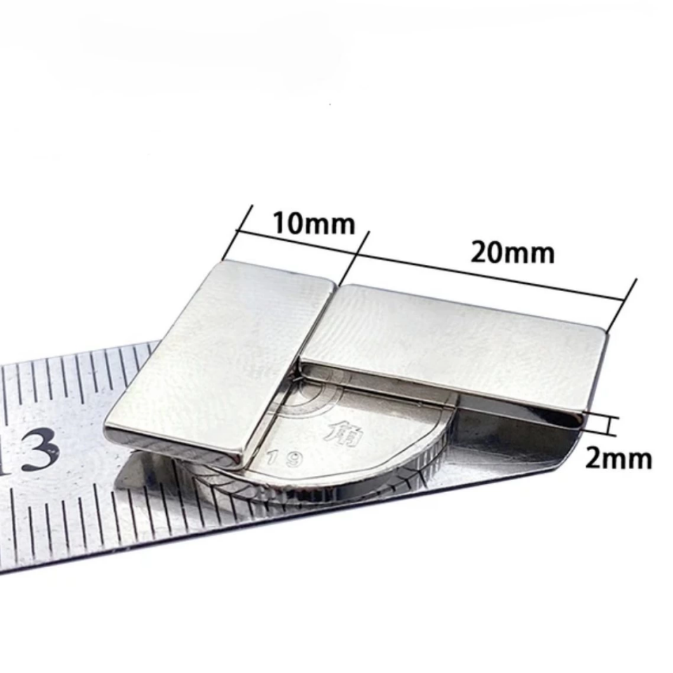 20×10×2 mm N35 Neodyum Mıknatıs – Köşeli, Nikel Kaplama (50’li Set) ( Lisinya )