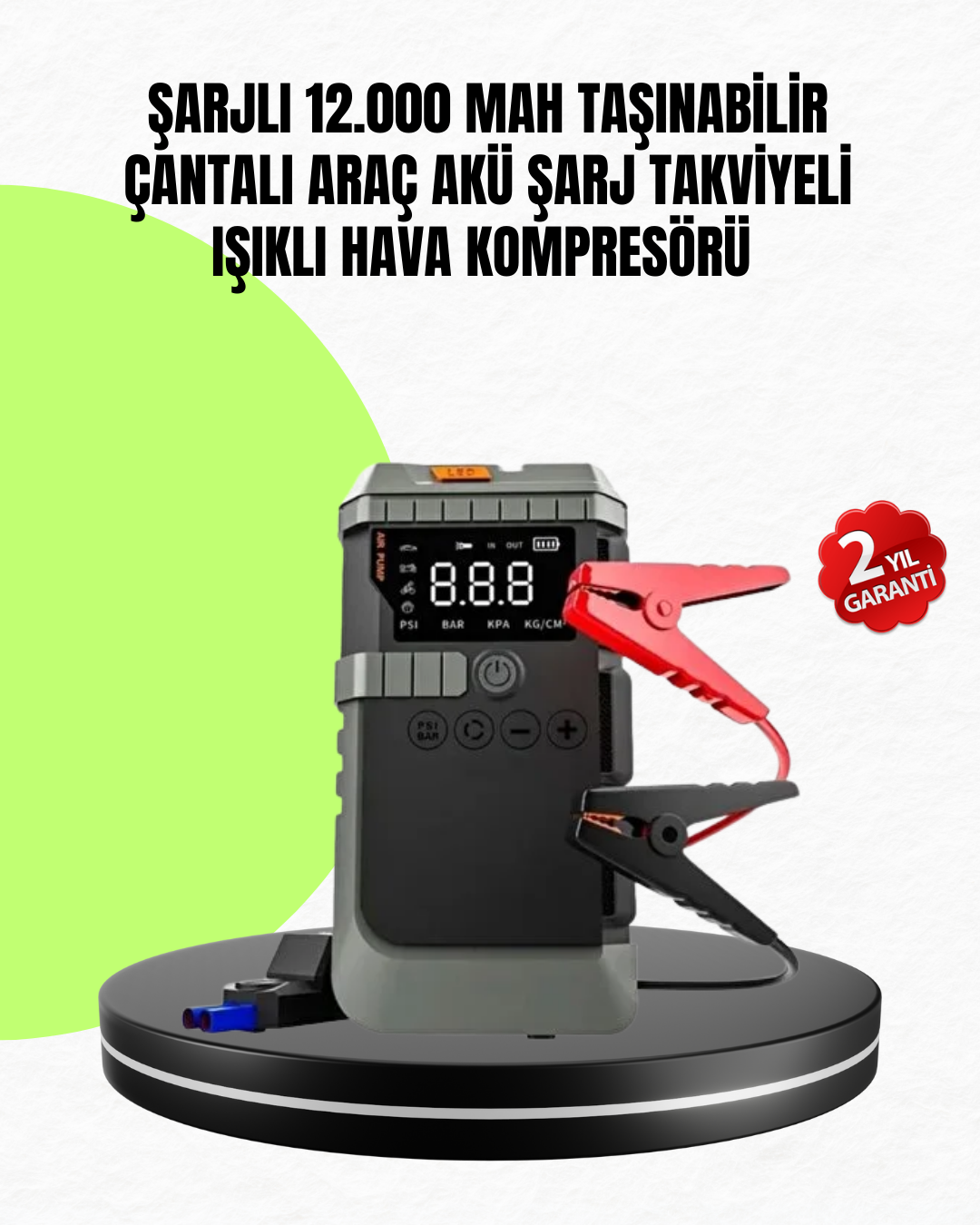 4’ü 1 Arada Powerbank Özellikli Araç Akü Şarj Takviye Cihazı - Lisinya
