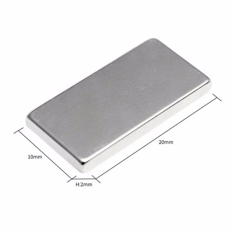 20×10×2 mm N35 Neodyum Mıknatıs – Köşeli, Nikel Kaplama (50’li Set) ( Lisinya )