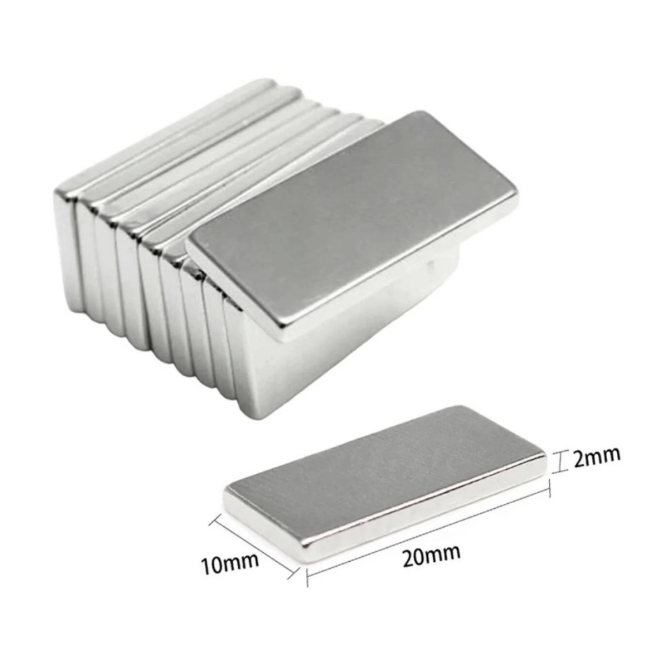 100 Adet 20x10x2 mm Neodyum Mıknatıs Köşeli Magnet N35 Nikel Kaplama Güçlü Kaliteli Dayanıklı ( Lisinya )