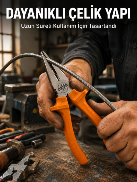Dövme Çelik Pense Ergonomik Kaymaz Saplı El Aleti - Lisinya