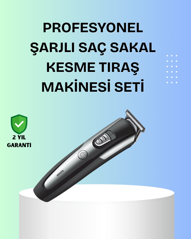 Kuaför Tipi Şarjlı Saç ve Sakal Kesme Makinesi Güçlü Motorlu - Lisinya