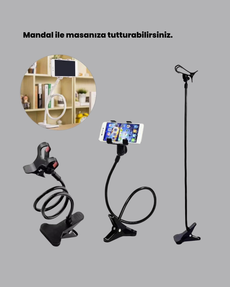 Esnek Gövdeli Mandallı Masaüstü Telefon Tutucu - Lisinya