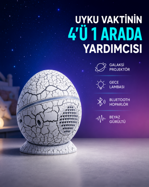 Dinozor Yumurtası Tasarımlı Gece Lambası – Müzik ve Işık Senkronizasyonlu - Lisinya
