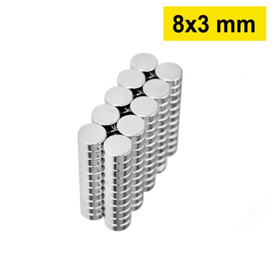 5 Adet 8x3mm Yuvarlak Neodyum Mıknatıs Güçlü Nikel Kaplamalı Kaliteli Dayanıklı Magnet ( Lisinya )