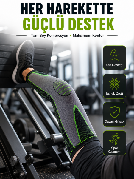 Diz Destekliği Fitness, Koşu ve Antrenman İçin Kompresyon Dizlik - Lisinya