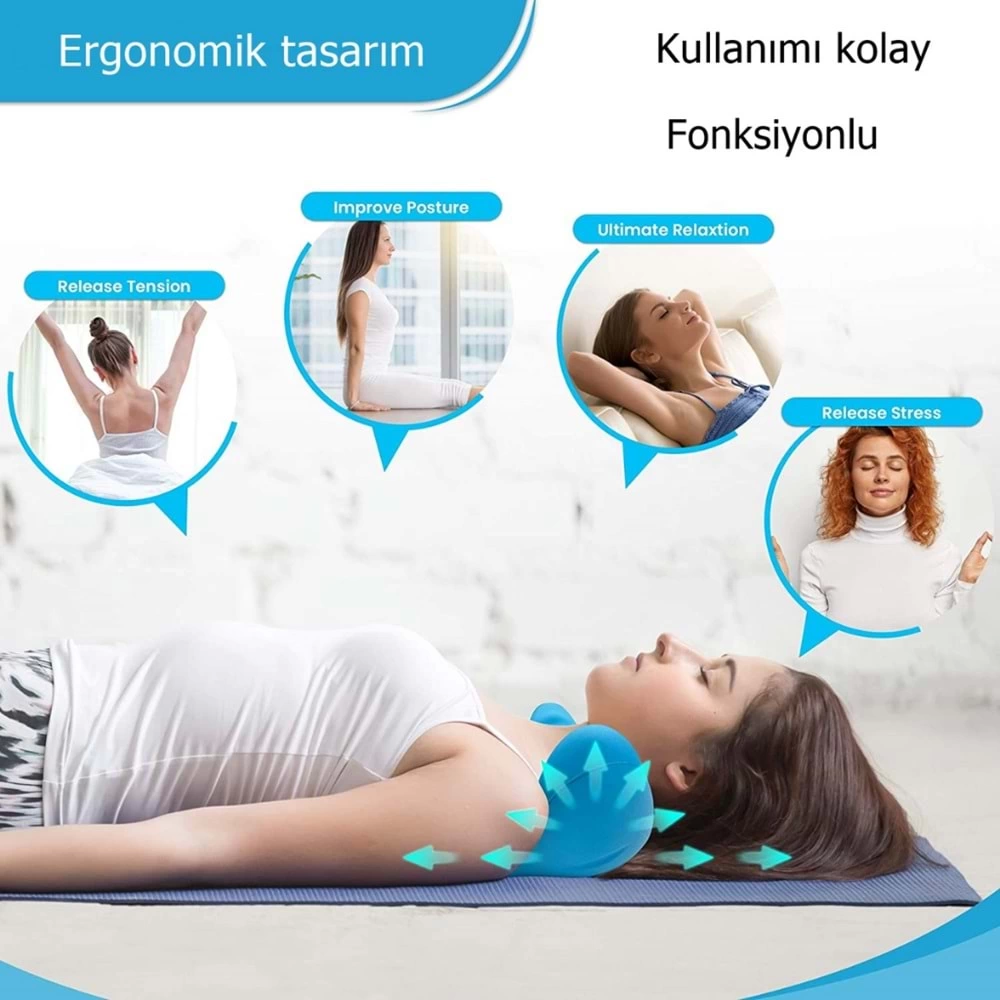 Ergonomik Boyun Masaj Yastığı – Servikal Traksiyon Destekli, Omurilik Ortopedik Yastık ( Lisinya )