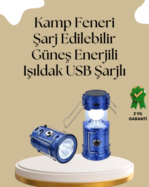Güneş Enerjili Katlanabilir Kamp Feneri – USB Şarjlı, Hafif ve Çok Fonksiyonlu - Lisinya