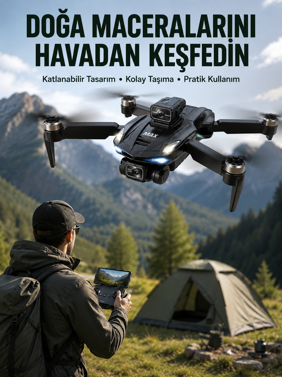 Canlı Görüntü Aktarımlı Çift Kameralı Uzaktan Kumandalı Drone - Lisinya
