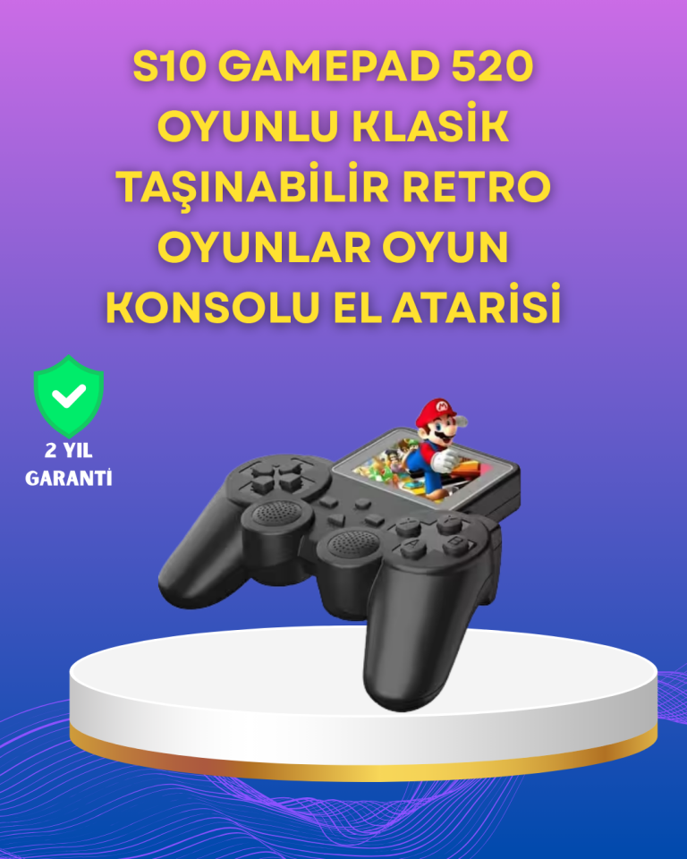 2.4 İnç Ekranlı 500 Oyunlu Taşınabilir Retro Oyun Konsolu, Şarjlı El Tipi Mini - Lisinya