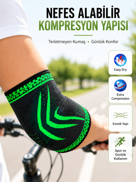 Spor Dirsekliği Dirsek Koruyucu Kompresyonlu Nefes Alabilir Esnek Destek Bandajı - Lisinya