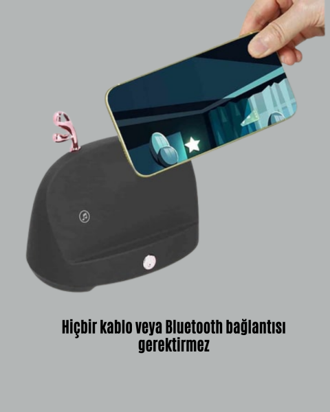 Kablosuz İndüksiyonlu Telefon Tutucu & Hoparlör – Net Ses, Kolay Kullanım