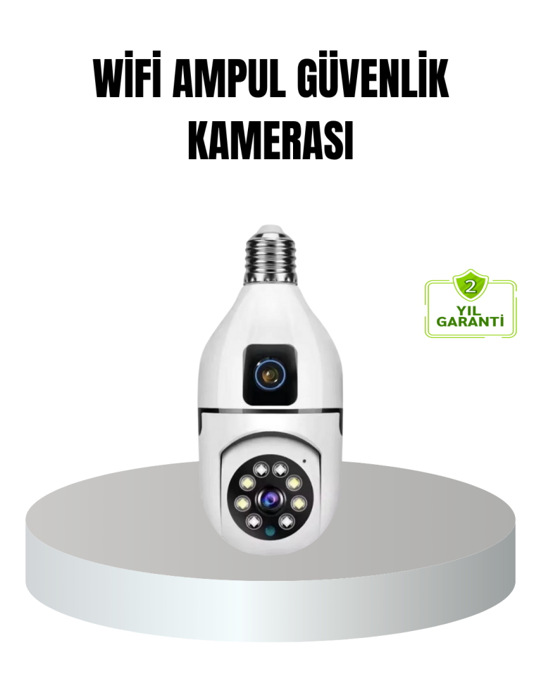 WiFi Ampul Güvenlik Kamerası 1080P Full HD Gece Görüşlü ve Hareket Algılamalı - Lisinya