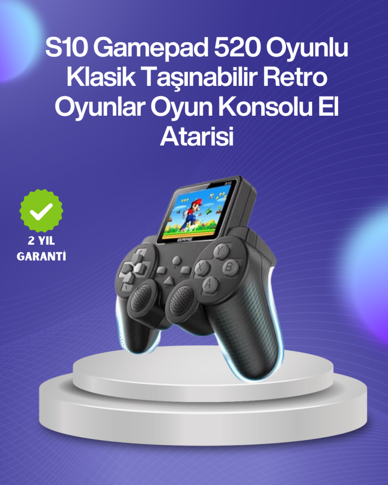 500 Oyunlu Nostaljik El Tipi Oyun Konsolu, Taşınabilir Şarjlı Cihaz, Renkli Ekran ve TV Destekli - Lisinya