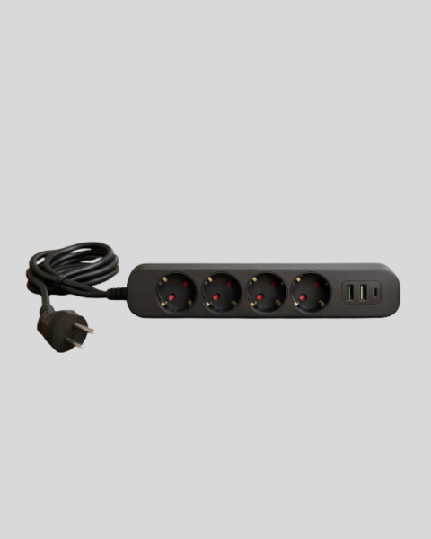Led Anahtarlı Akım Korumalı Çoklu Priz 4 Priz 3 USB Girişli - Lisinya