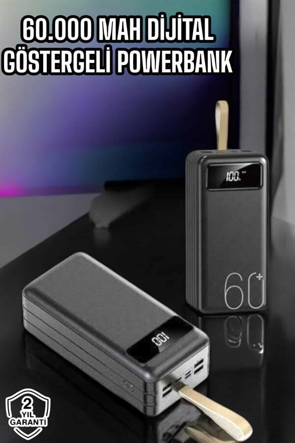 YamanHobi Çok Kablolu Powerbank LED Ekranlı 4 Cihaz Şarj Destekli