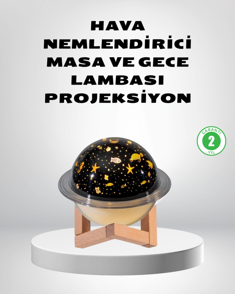 USB Projeksiyon Gece Lambası ve Hava Nemlendirici – Aromaterapi Destekli, Taşınabilir Mini - Lisinya