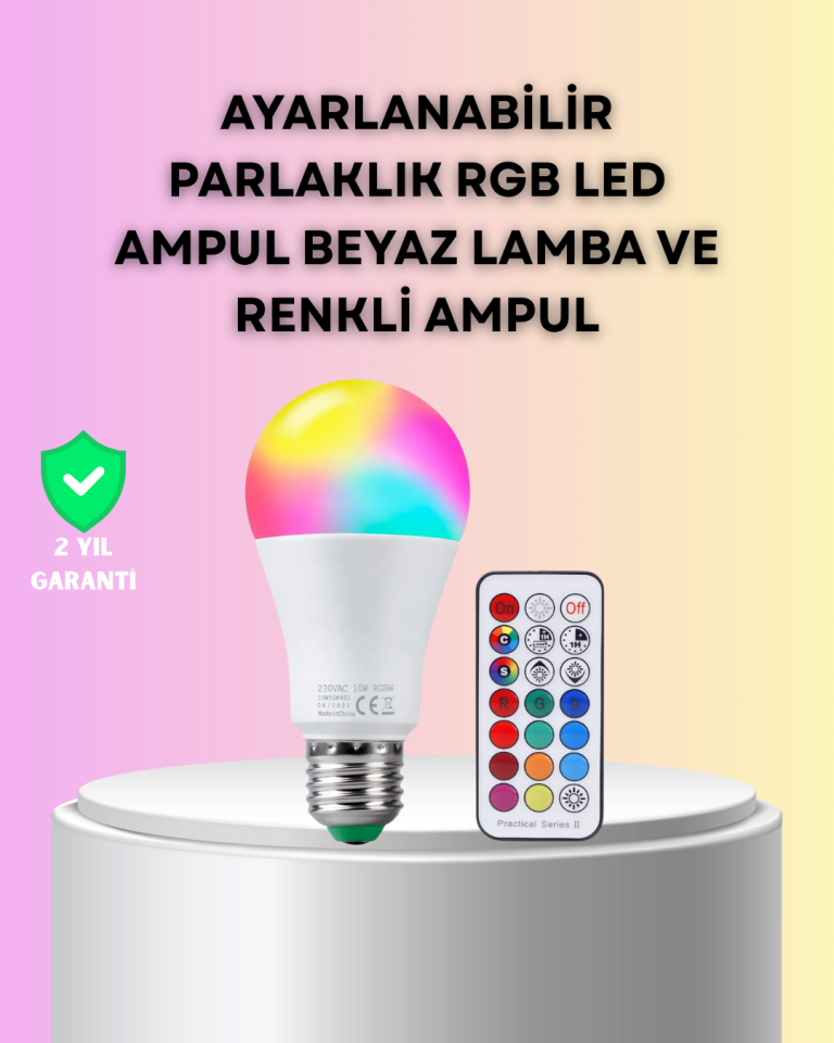 Kumanda Destekli Çok Renkli Akıllı LED Ampul - Lisinya