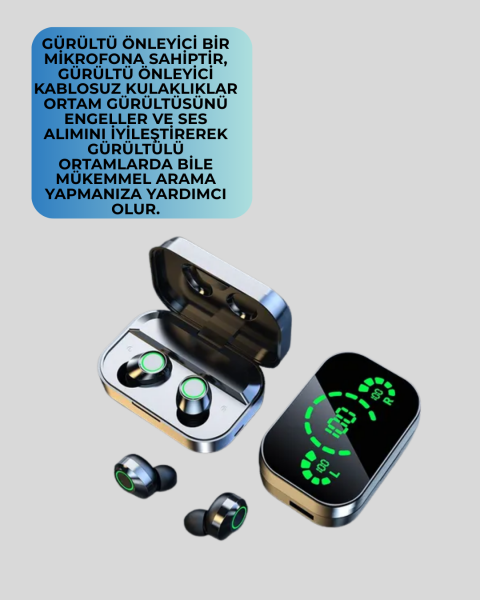 Gerçek Kablosuz Kulaklık – Bluetooth 5.0, Şarj Kutulu, Parmak İzi Kontrollü - Lisinya