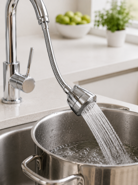 Ayarlanabilir Musluk Başlığı Esnek Spiral Hortumlu Lavabo Uzatma Aparatı