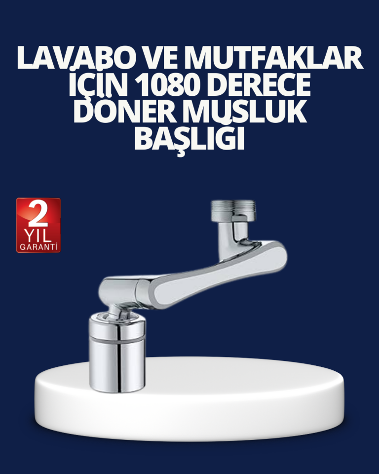 Esnek 1080° Musluk Başlığı 3 Eklemli Hareketli Su Modlu Lavabo Aparatı - Lisinya