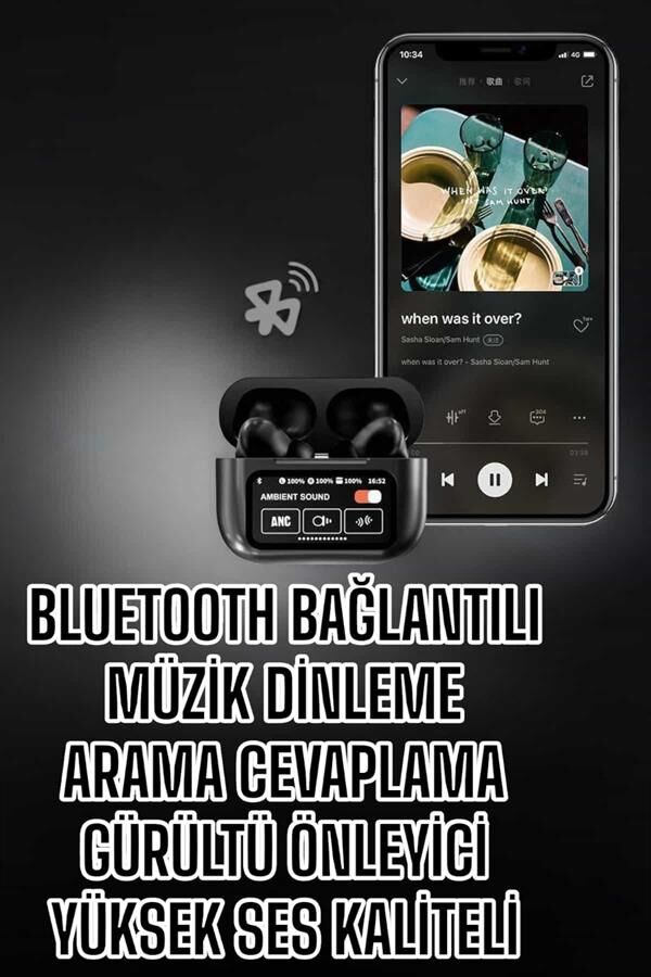 Yeni Nesil Bluetooth Kulaklık Ekranlı Yüksek Ses Kaliteli Uzun Şarj Süreli - Lisinya
