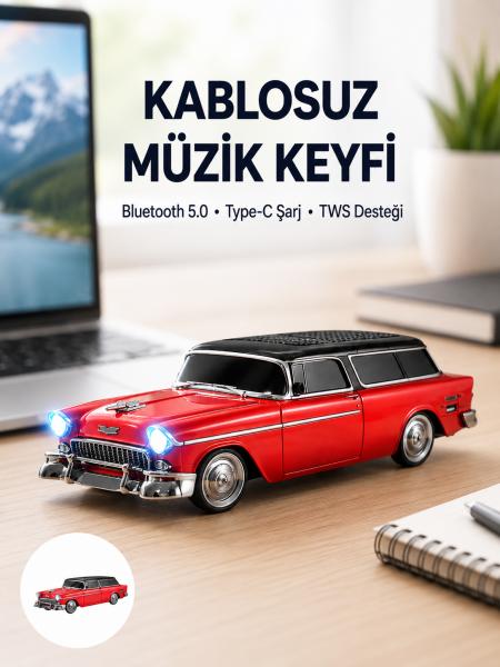 Vintage Tasarımlı LED Işıklı Bluetooth Hoparlör 10W - Lisinya
