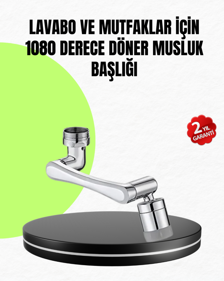 2 Modlu 1080° Dönebilen Musluk Başlığı Esnek 3 Eklemli Hareketli Tasarım - Lisinya