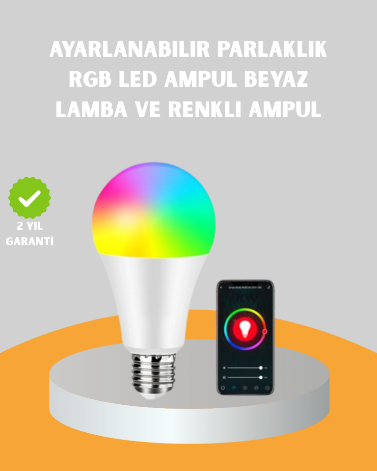 YamanHobi Akıllı LED Ampul 9W Wi-Fi RGBW 16 Milyon Renk Uygulama Kontrollü
