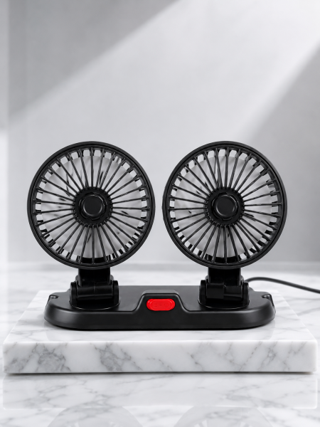 Çift Başlıklı Araç İçi USB Vantilatör Soğutucu Fan - Lisinya